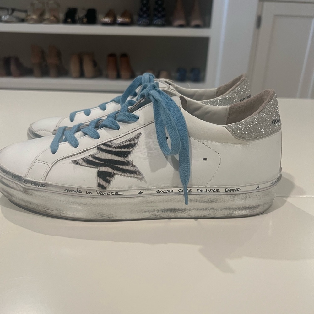 White and Blue Women's Sneakers